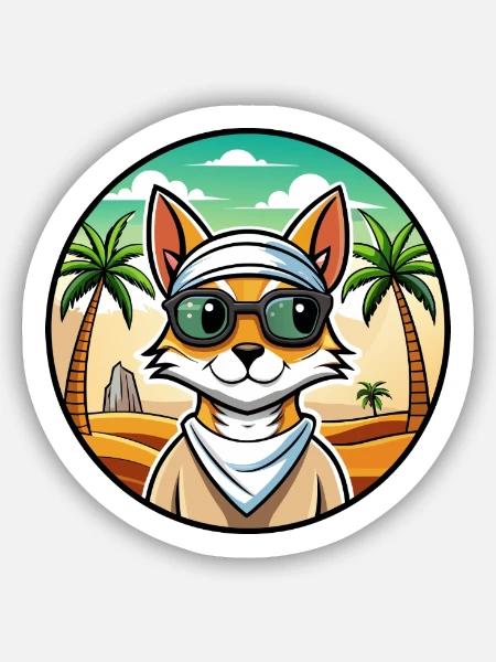 Arabische Mau-Katzenrasse Cartoon-Sonnenbrille Strand - Sticker Größe S (10 x 10 cm) - Mattweiß