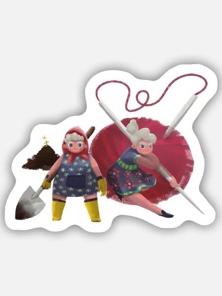 Abenteuer Omas - Sticker Größe S (10 x 10 cm) - Mattweiß
