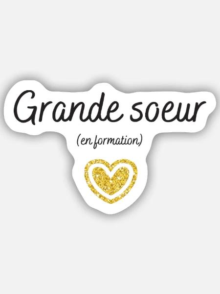 Grande soeur en formation, future grande soeur - Sticker taille S (10 x 10 cm) - blanc mat
