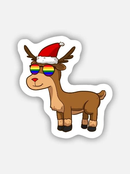 LGBT Rentier - Sticker Größe S (10 x 10 cm) - Mattweiß