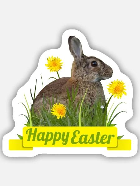 Happy Easter rabbit cony - Sticker Größe S (10 x 10 cm) - Mattweiß