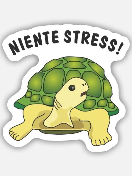 niente stress - Sticker Größe S (10 x 10 cm) - Mattweiß