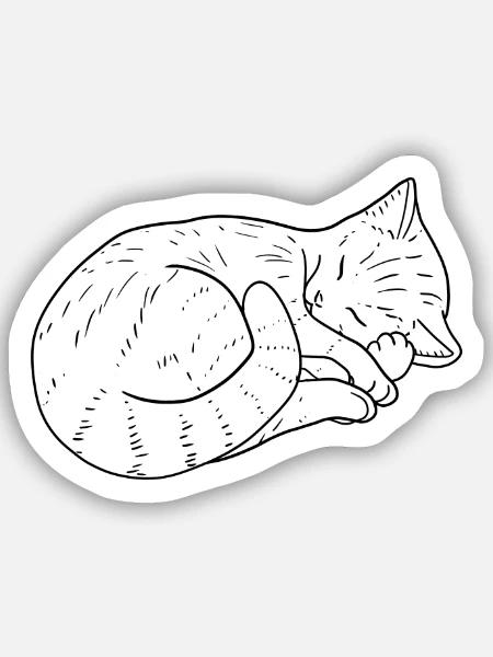 Katze Zeichnung - Sticker Größe S (10 x 10 cm) - Mattweiß