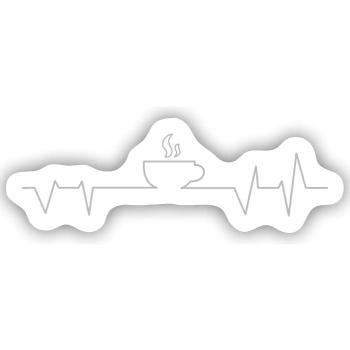 EKG, Kaffee , Herzschlag - Sticker Größe S (10 x 10 cm) - Mattweiß - Vorne