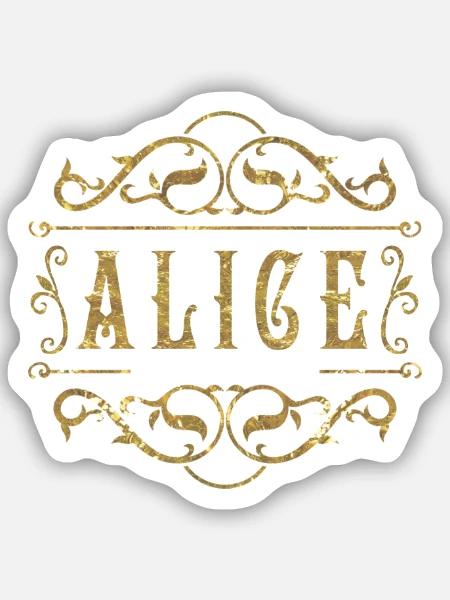 Alice gold - Sticker Größe S (10 x 10 cm) - Mattweiß