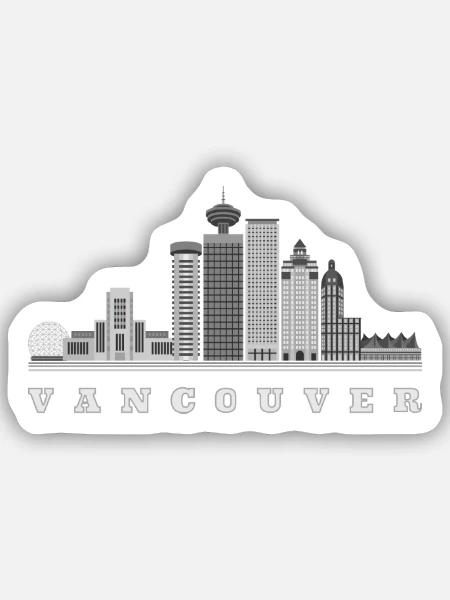 Vancouver Skyline Canada - Sticker taille S (10 x 10 cm) - blanc mat