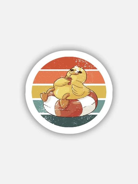Badeente Gummiente Retro - Sticker Größe S (10 x 10 cm) - Mattweiß