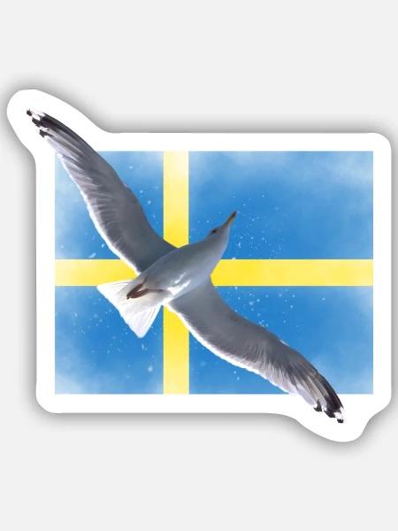 Schweden Sverige Möwe - Sticker Größe S (10 x 10 cm) - Mattweiß