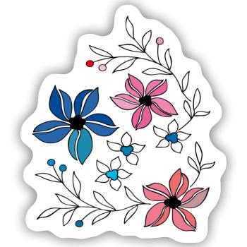 Blumenranke, Ornament - Sticker Größe S (10 x 10 cm) - Mattweiß - Vorne