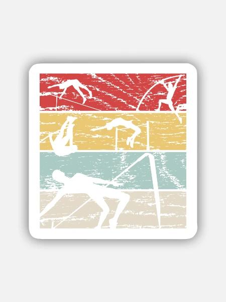 Hochsprung Retro - Sticker Größe S (10 x 10 cm) - Mattweiß