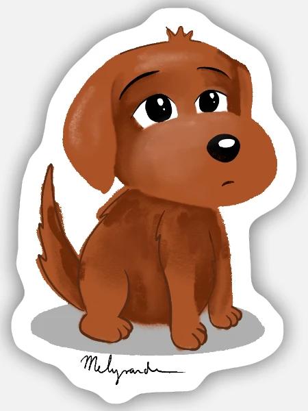 Hund, Baby Hund - Sticker Größe S (10 x 10 cm) - Mattweiß