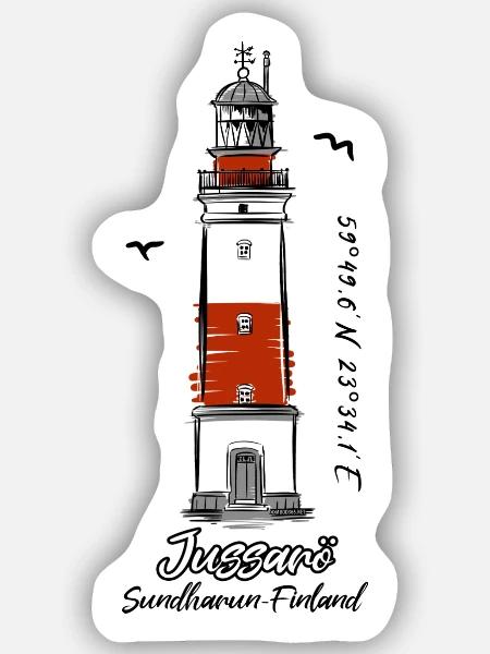 JUSSARÖ LEUCHTTURM Marine Textilien und Geschenke - Sticker Größe S (10 x 10 cm) - Mattweiß