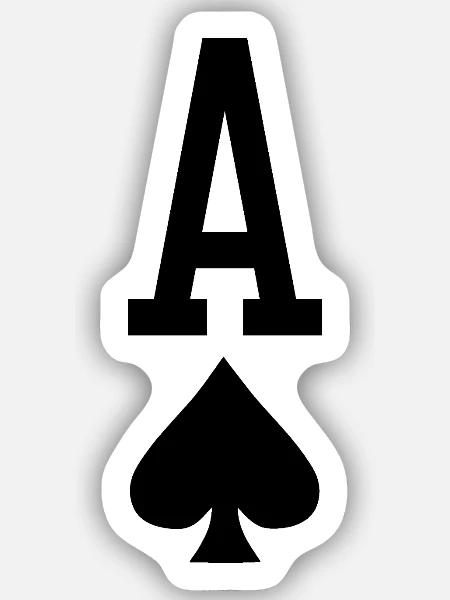 Carte à jouer au poker - As de pique - Sticker taille S (10 x 10 cm) - blanc mat