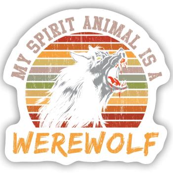 Mein Geistes Tier ist Werwolf - Sticker Größe S (10 x 10 cm) - Mattweiß - Vorne