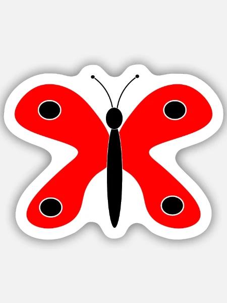 Roter Schmetterling Natur Geschenk - Sticker Größe S (10 x 10 cm) - Mattweiß