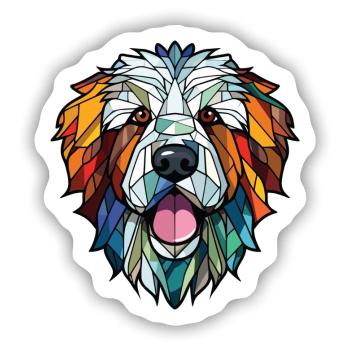Pyrenäen-Schäferhund-Rasse buntes Aquarell - Sticker Größe S (10 x 10 cm) - Mattweiß - Vorne