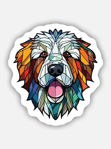 Pyrenäen-Schäferhund-Rasse buntes Aquarell - Sticker Größe S (10 x 10 cm) - Mattweiß