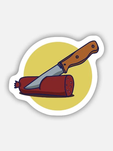 Knackige Bratwurst Grillmeister - Sticker Größe S (10 x 10 cm) - Mattweiß