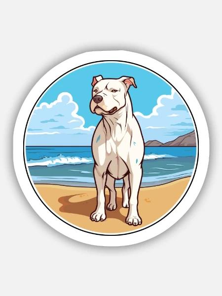 Dogo Argentino Hund Rasse Cartoon Kawaii Clipart - Sticker Größe S (10 x 10 cm) - Mattweiß