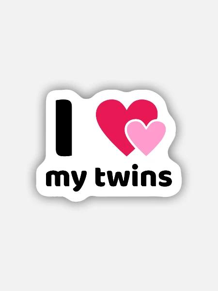 Ich Liebe Meine Zwillinge Mama Mutter Zwillingen - Sticker Größe S (10 x 10 cm) - Mattweiß