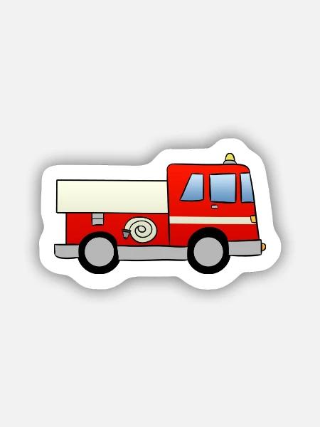 Feuerwehrauto - Sticker Größe S (10 x 10 cm) - Mattweiß