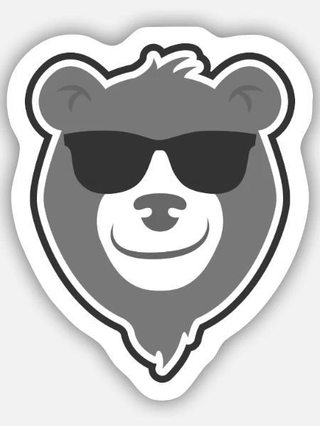 Hubärt der Bär - Cooler Bär mit Sonnenbrille - Sticker Größe S (10 x 10 cm) - Mattweiß