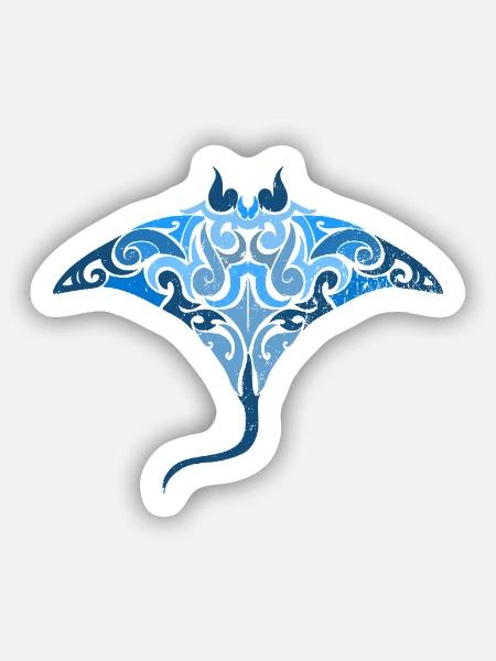 Flinker Stachelrochen Schnorchler - Sticker Größe S (10 x 10 cm) - Mattweiß
