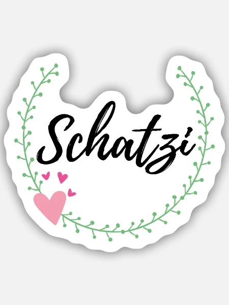Schatzi - Sticker Größe S (10 x 10 cm) - Mattweiß