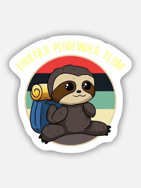 Faultier Pfadfinder Team Pfadi Pfadfindergruppe - Sticker Größe S (10 x 10 cm) - Mattweiß
