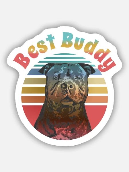 American Bully Bester Freund - Sticker Größe S (10 x 10 cm) - Mattweiß
