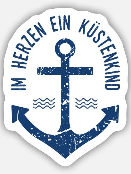 Im Herzen ein Küstenkind - Sticker Größe S (10 x 10 cm) - Mattweiß