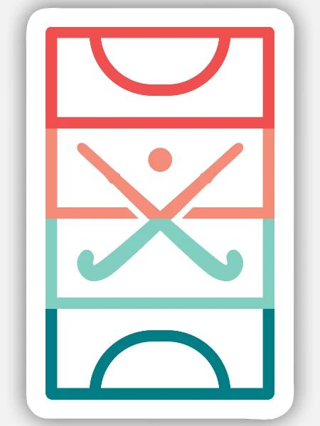 Hockey Spielfeld Vintage Feldhockey - Sticker Größe S (10 x 10 cm) - Mattweiß