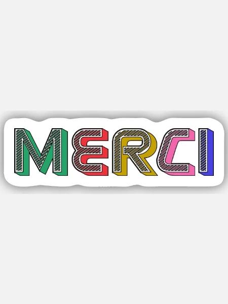 MERCI - Sticker taille S (10 x 10 cm) - blanc mat
