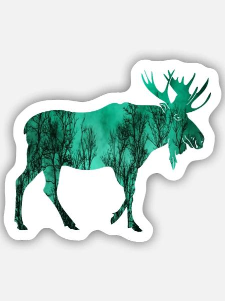 Elch - Sticker Größe S (10 x 10 cm) - Mattweiß