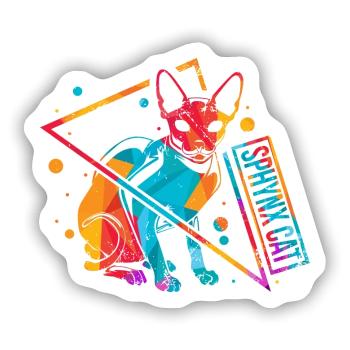 Sphynx Sphinx Katze Retro - Sticker Größe S (10 x 10 cm) - Mattweiß - Vorne