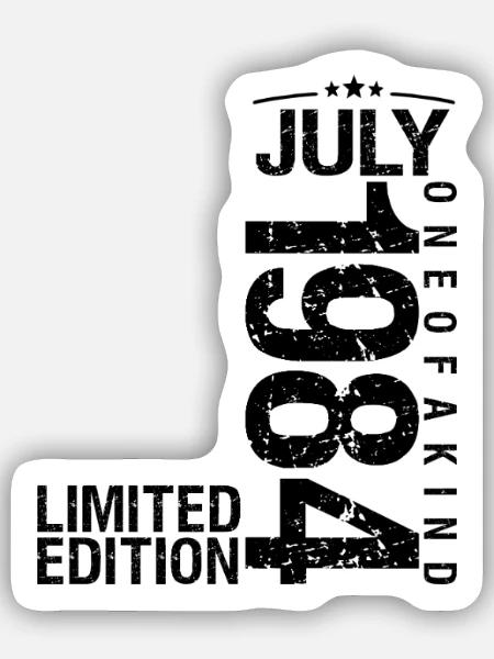 Geburtstag 1984 Juli 1984 Juli 1984 - Sticker Größe S (10 x 10 cm) - Mattweiß