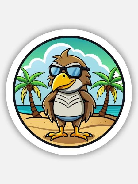 Hawk Lustige Cartoon Sommer Strand Sonnenbrille Aufkleber - Sticker Größe S (10 x 10 cm) - Mattweiß