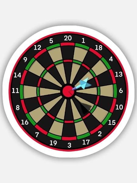 Dartscheibe mit Pfeil im Bullseye - Sticker Größe S (10 x 10 cm) - Mattweiß