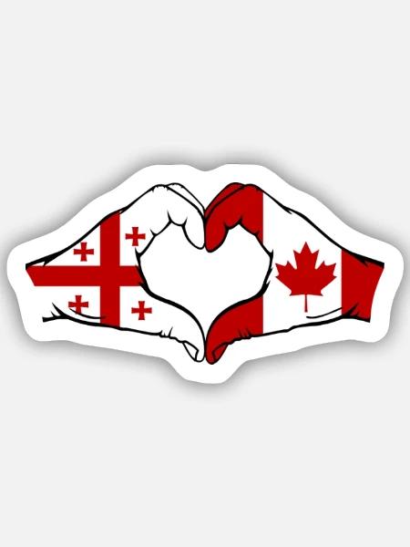 Georgien Kanada Flagge Haende Herzform - Sticker Größe S (10 x 10 cm) - Mattweiß