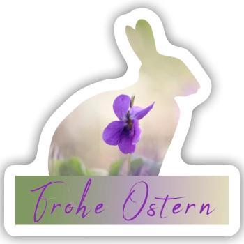 Frohe Ostern Hase - Sticker Größe S (10 x 10 cm) - Mattweiß - Vorne