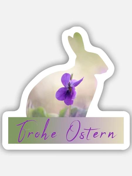 Frohe Ostern Hase - Sticker Größe S (10 x 10 cm) - Mattweiß