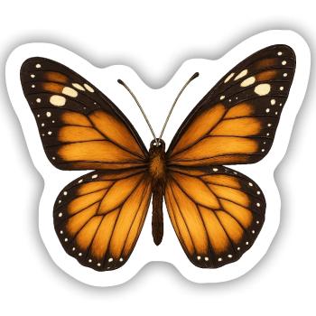 Monarchfalter – zart & majestätisch - Sticker Größe S (10 x 10 cm) - Mattweiß - Vorne