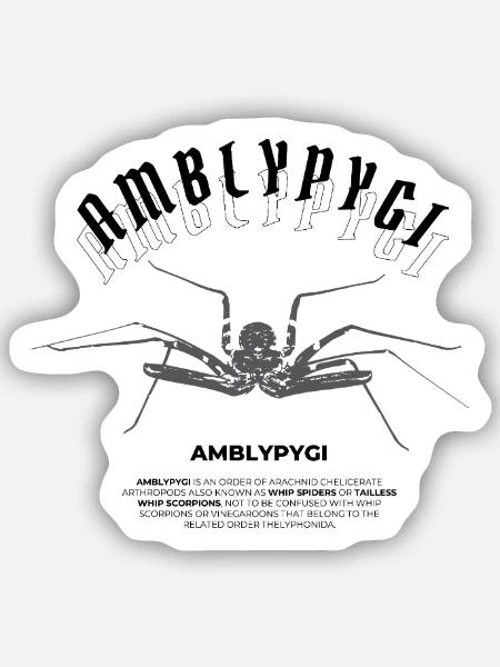 Geißelspinne - Amblypygi - Sticker Größe S (10 x 10 cm) - Mattweiß