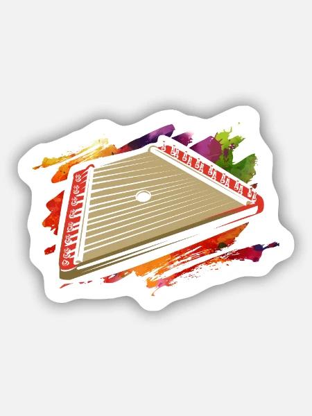 Klingendes Hackbrett Volksmusik - Sticker Größe S (10 x 10 cm) - Mattweiß