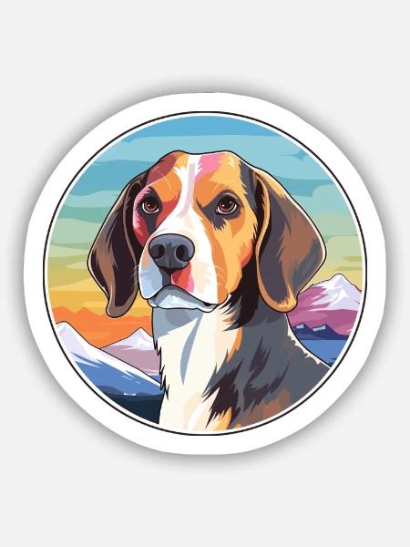 Beagle Harrier Hunderasse Cartoon Kawaii Aquarell - Sticker Größe S (10 x 10 cm) - Mattweiß