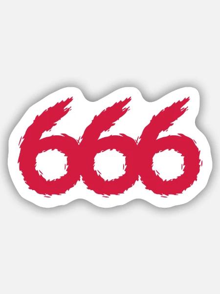 666 Symbol Zahl - Sticker Größe S (10 x 10 cm) - Mattweiß