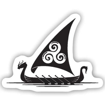 Vikingerschiff Triskel Segel - Sticker Größe S (10 x 10 cm) - Mattweiß - Vorne