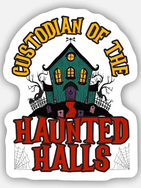 Hausmeister der Geisterhallen Hausmeister Hallowee - Sticker Größe S (10 x 10 cm) - Mattweiß