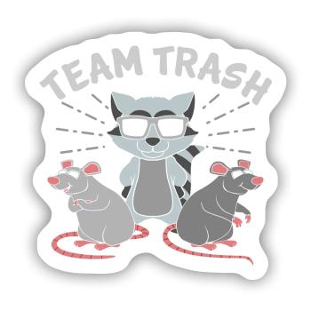 Team Trash Racoon Lover - Sticker Größe S (10 x 10 cm) - Mattweiß - Vorne