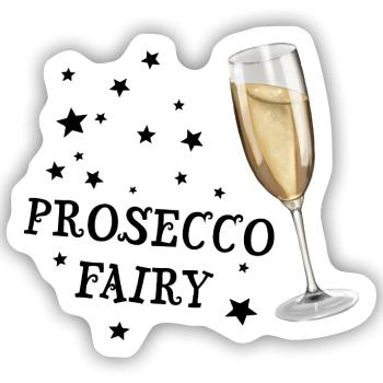 Prosecco Fairy - Sektglas mit Sternen - Sticker Größe S (10 x 10 cm) - Mattweiß - Vorne